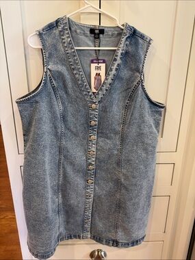 FRYE Light Blue Denim Button-Front Sleeveless Dress